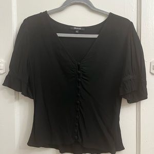 Madewell Black Button Front Top